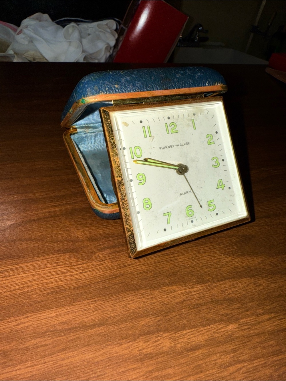 Vintage Blue Phinney-Walker Travel Alarm Clock